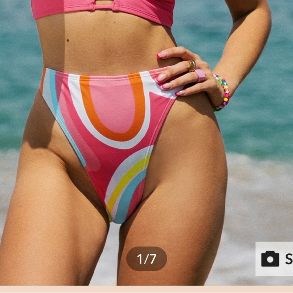 CUPSHE Multi-Color Pastels Cheeky Bikini Bottoms Sz M